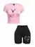 Camisetas e shorts slim para mulheres, estampas de padrões simples de coraçõe - comprar online