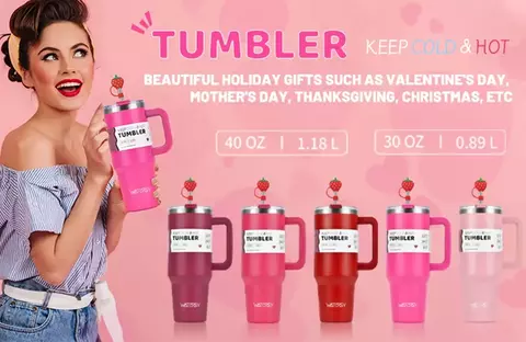 Copo de aço inoxidável de 30oz/40oz, garrafa térmica de grande capacidade, fr