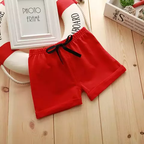 Shorts de algodão infantil vermelho, preto, rosa, branco, verão para crianças