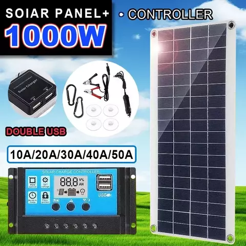 Painel solar com controlador, kit placa solar para telefone, rv, carro, caravana