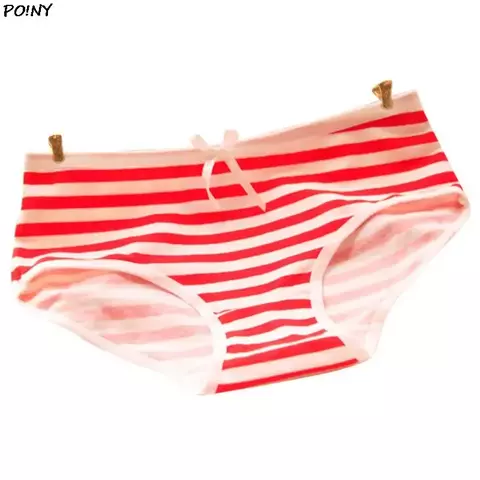 Calcinha feminina sexy linda calcinha listras marinha bowknot tanga adorável ca