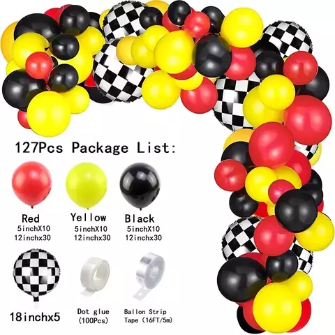 Relâmpago McQueen Balões Garland Arch Kit, balões de carro Disney com fundo p