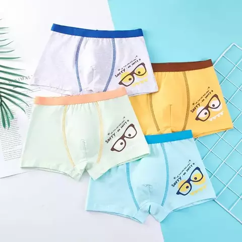 Roupa interior infantil para crianças dos desenhos animados shorts de algodão