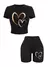 Imagem do Camisetas e shorts slim para mulheres, estampas de padrões simples de coraçõe