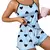 Conjunto de pijama estampado em forma de coração feminino, camiseta gola redon - loja online