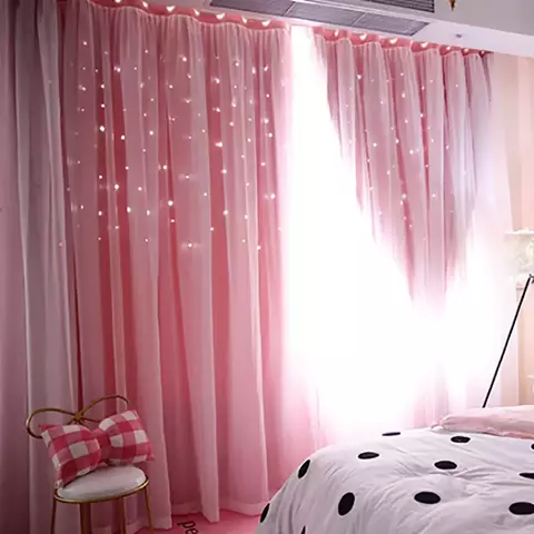 Double Layer Stars Cortinas para Crianças, Cortinas Sheer para o Quarto da Meni