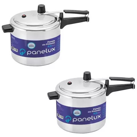 Kit com 2 Panela de Pressão Panelux Polida 4,5 Litros em Alumínio Polido Class