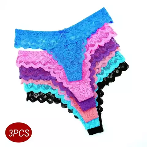 3 pc frete grátis senhoras tanga sexy cintura baixa calcinha de renda transpare