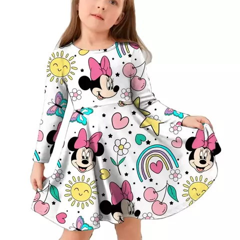 Meninas minnie mouse dos desenhos animados disney série vestido crianças traje