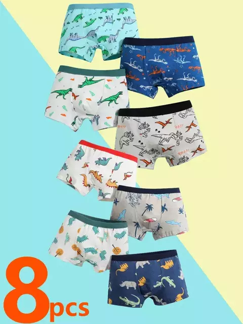 4/8 peças meninos conjuntos boxer briefs crianças roupa interior de algodão c