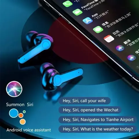 Fones De Ouvido Bluetooth Sem Fio HD Sound 2000mAh Com LED Digital M19 TWS