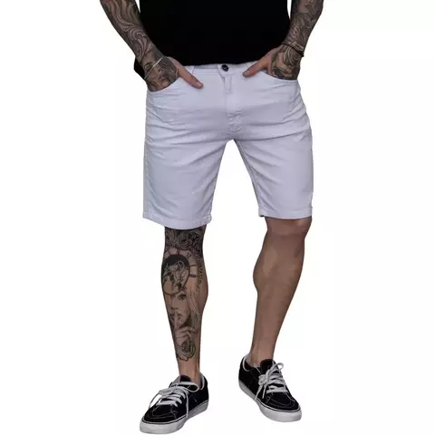 Bermuda Jeans Branca Masculino Premium Casual Social