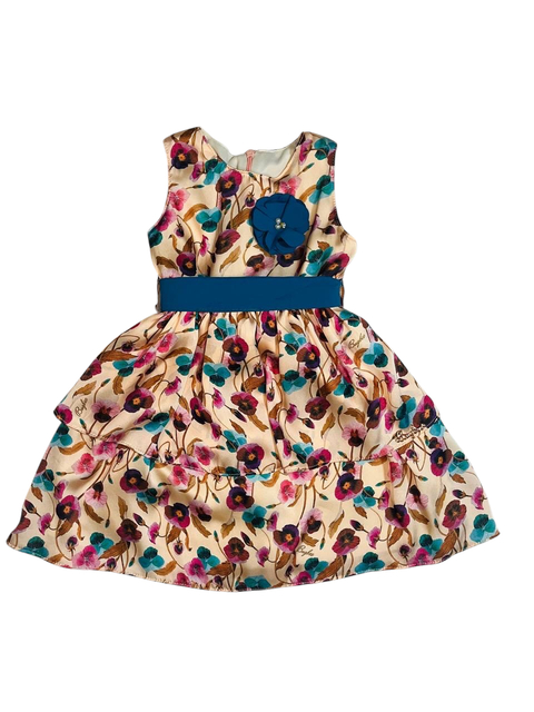 Vestido Cetim floral 3/6 Meses