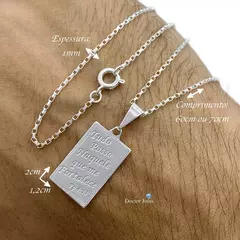 Imagem do Corrente Masculina Pingente Medalha Tudo Posso Salmo 23 Banhado a Prata Cordão