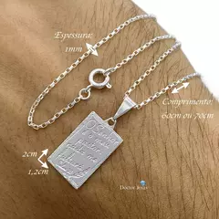 Corrente Masculina Pingente Medalha Tudo Posso Salmo 23 Banhado a Prata Cordão - comprar online