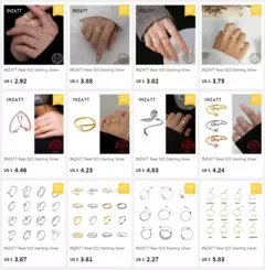 INZATT-Folhas Ajustáveis e Anel de Planta para Mulheres, Prata Esterlina 925 Re - comprar online