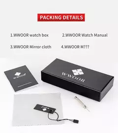 Wwoor-relógio de pulso masculino de quartzo com malha e malha de aço, marca de