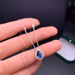 Leechee colar topázio azul de 5*7mm, joias com gotas d&#39;água, para garotas - loja online