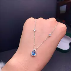 Leechee colar topázio azul de 5*7mm, joias com gotas d&#39;água, para garotas - comprar online