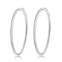 925 carimbo de prata feminino 50/60/70/80mm redondo grande argola brincos casame - comprar online