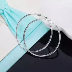 925 carimbo de prata feminino 50/60/70/80mm redondo grande argola brincos casame