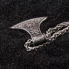 Colar Viking Vegvisir em Prata 925, Runa e nó Celta machado, Corrente Chave e C
