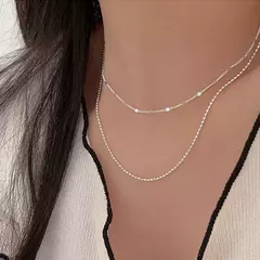 925 Colar de prata esterlina para mulheres, múltiplas opções, contas geométr - loja online