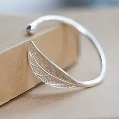 Pulseira em Forma de Folha Aberta para Mulheres, 925 Prata Esterlina, Pulseira C na internet