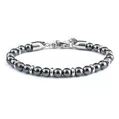 Clássico Pulseira de hematita frisada para homens e mulheres, pedra olho de tig - comprar online