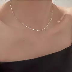 925 Colar de prata esterlina para mulheres, múltiplas opções, contas geométr