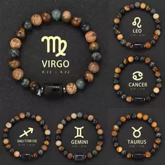 12 pulseira do zodíaco pedra natural câncer virgem leo libra pulseira senhoras - Vaníri