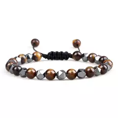 Pulseira irregular de hematita para homens e mulheres, talão de olho de tigre, - comprar online