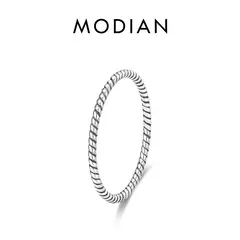 MODIAN-925 Anel Empilhável De Prata Esterlina Para As Mulheres, Geométricos Re - loja online