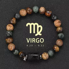 12 pulseira do zodíaco pedra natural câncer virgem leo libra pulseira senhoras - Vaníri