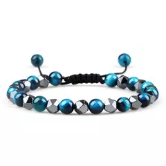 Pulseira irregular de hematita para homens e mulheres, talão de olho de tigre, - comprar online