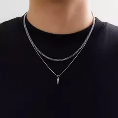 Kunjoe-Colar pingente de metal em aço inoxidável para homens, corrente fina de na internet