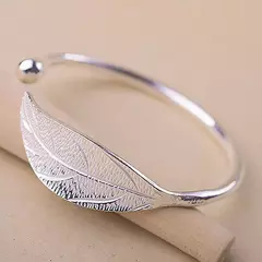 Imagem do Pulseira em Forma de Folha Aberta para Mulheres, 925 Prata Esterlina, Pulseira C