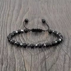 Pulseira irregular de hematita para homens e mulheres, talão de olho de tigre, - Vaníri