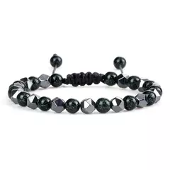 Pulseira irregular de hematita para homens e mulheres, talão de olho de tigre, na internet