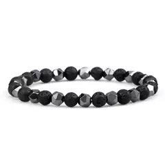 Pulseira irregular de hematita para homens e mulheres, talão de olho de tigre,