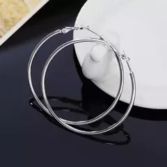 925 carimbo de prata feminino 50/60/70/80mm redondo grande argola brincos casame na internet