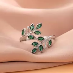 Folhas De Cristal Verde 925 Anel De Prata Esterlina, Criativo Exquisite Anéis D