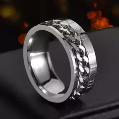 Anel Rotativo em Aço Desligado para Homens e Mulheres, Corrente Spinner, Jóias