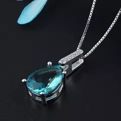 Topázio azul natural puro pingente para mulheres, colar em prata esterlina 925, - loja online
