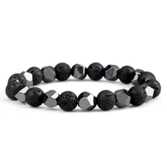 Pulseira irregular de hematita para homens e mulheres, talão de olho de tigre, - loja online