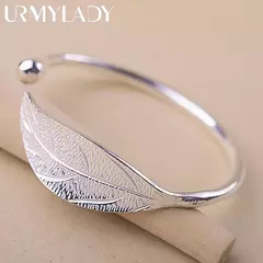 Pulseira em Forma de Folha Aberta para Mulheres, 925 Prata Esterlina, Pulseira C - comprar online