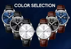 OLEVS-Relógio de quartzo de luxo masculino, pulseira de couro original de alta - comprar online