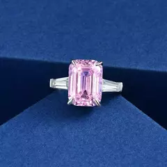 JEWEPISODE-Anel de Jóias de Prata Sólida 925 para Mulheres, Corte Esmeralda, D
