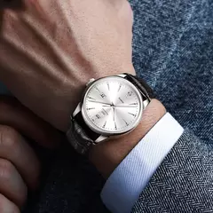 OLEVS-Relógio de quartzo de luxo masculino, pulseira de couro original de alta - loja online