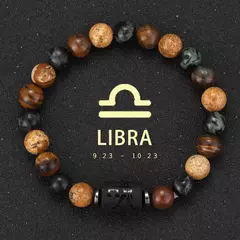 Imagem do 12 pulseira do zodíaco pedra natural câncer virgem leo libra pulseira senhoras